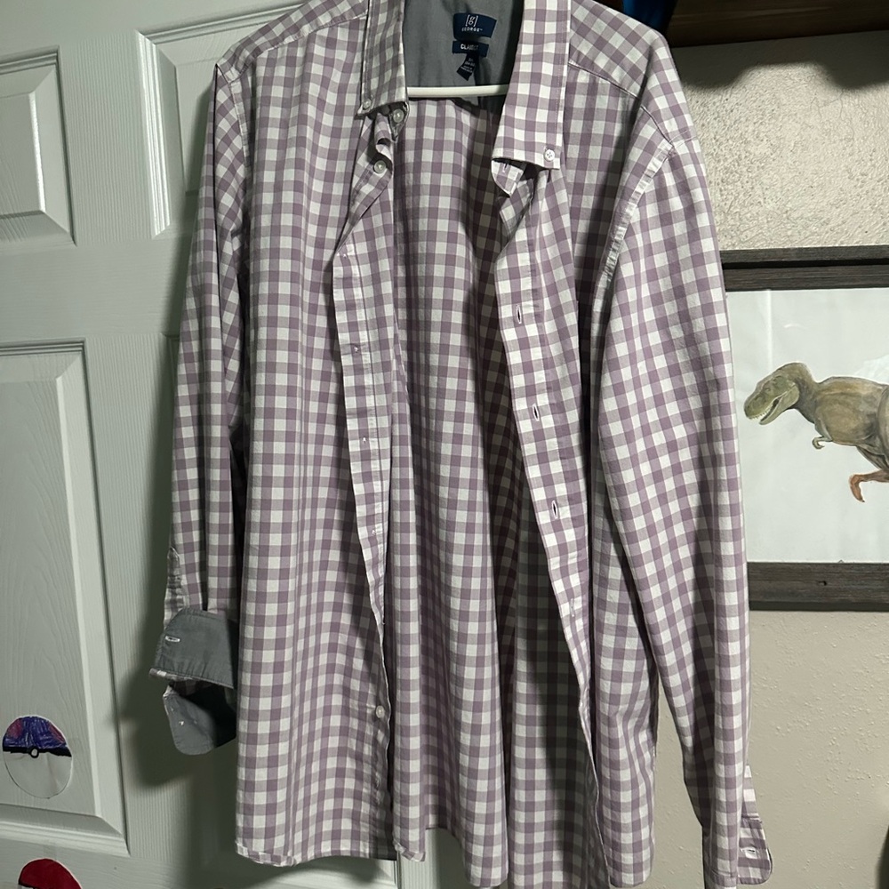 Purple Checkered Button-Up Shirt